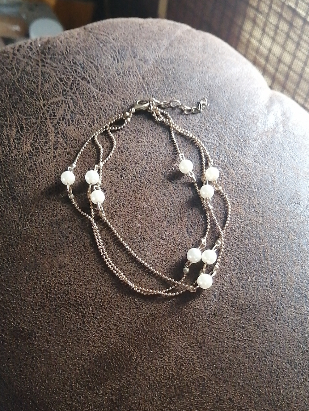 Gold W Pearl 3 Layer Bracelet